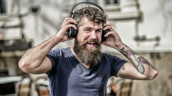 man headphones